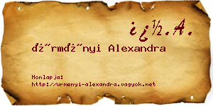 Ürményi Alexandra névjegykártya